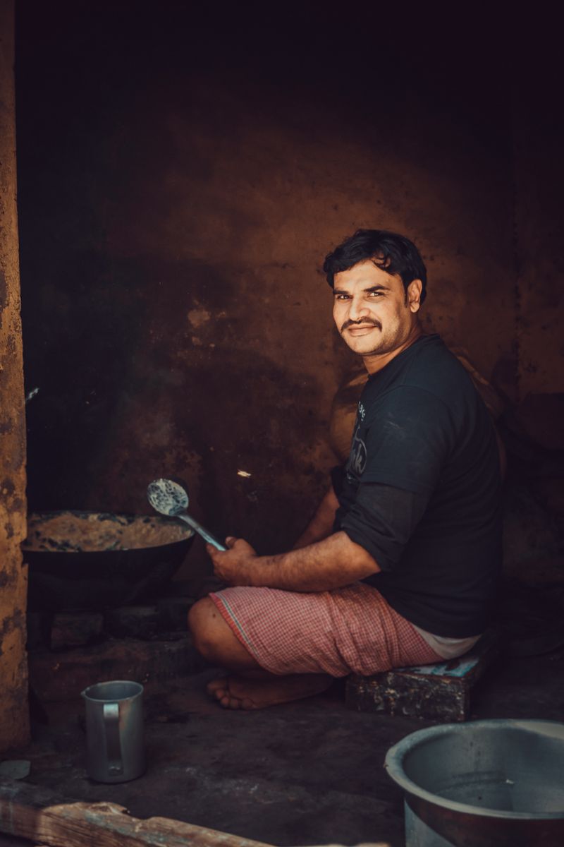 Our chef cooking in the Spice Route kitchen